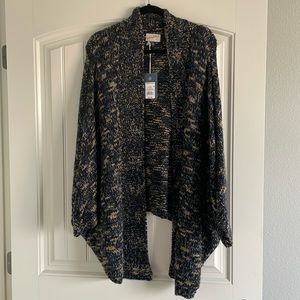 Blue tweed open arm sweater cardigan